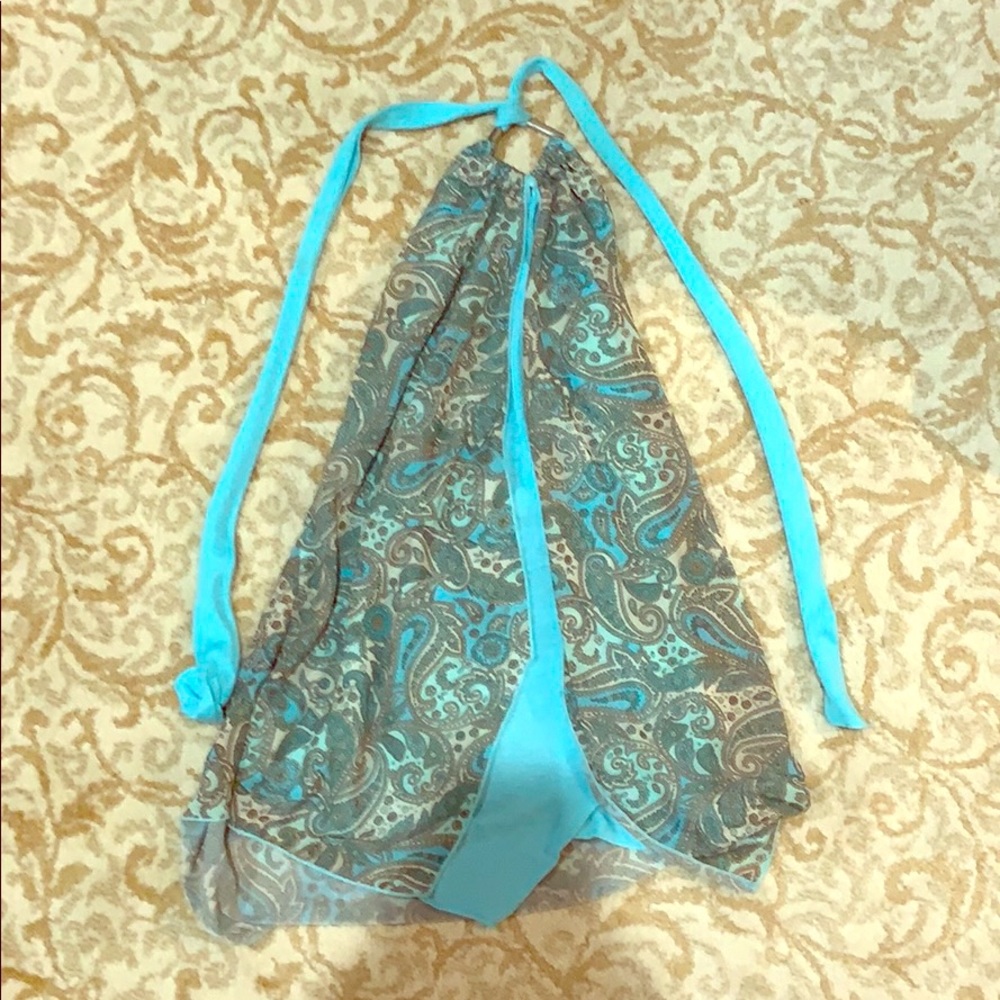 Blue and green halter top